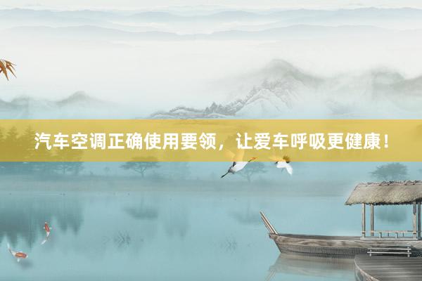 汽车空调正确使用要领，让爱车呼吸更健康！