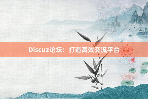 Discuz论坛：打造高效交流平台